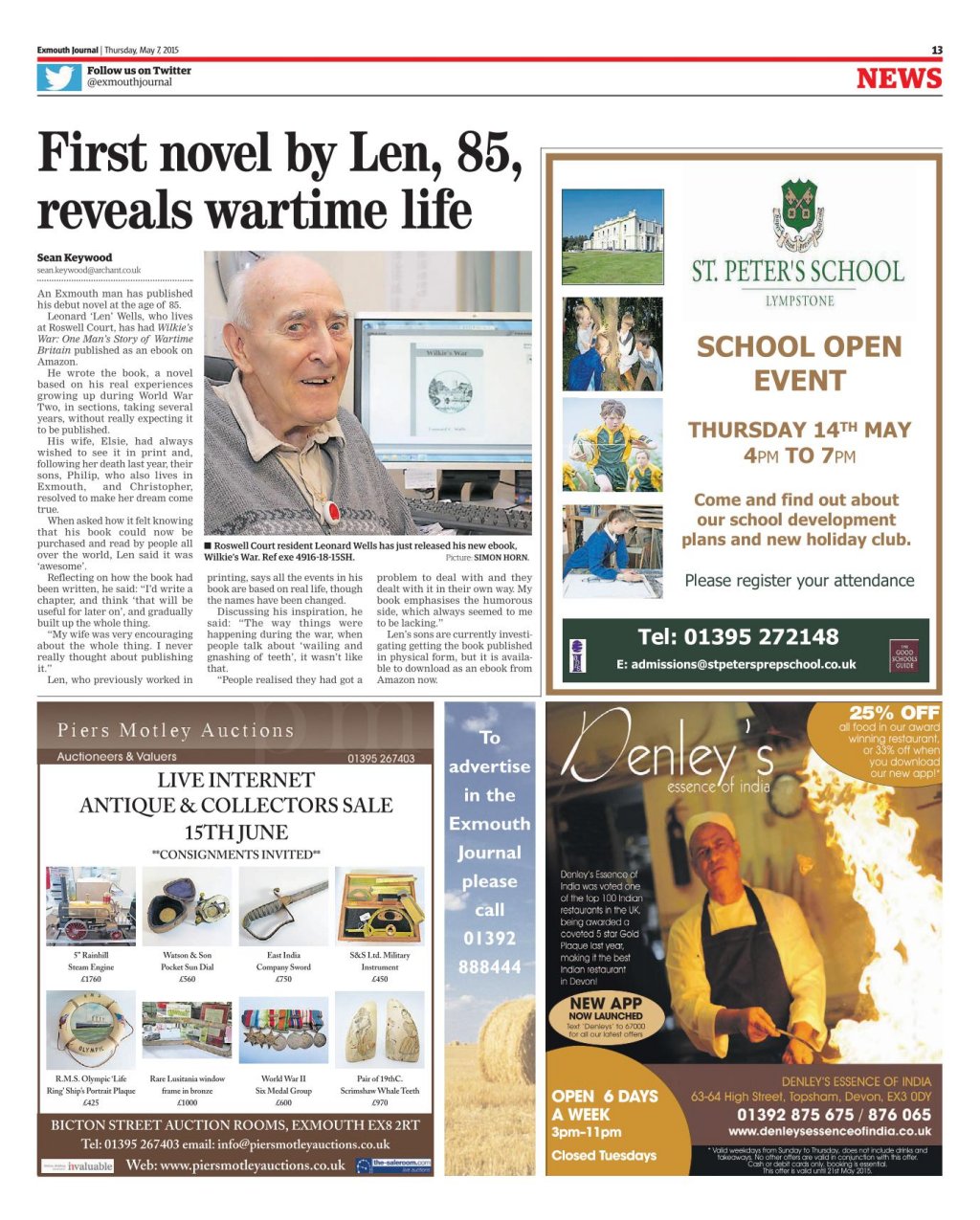 Exmouth Journal article, May 7th 2015