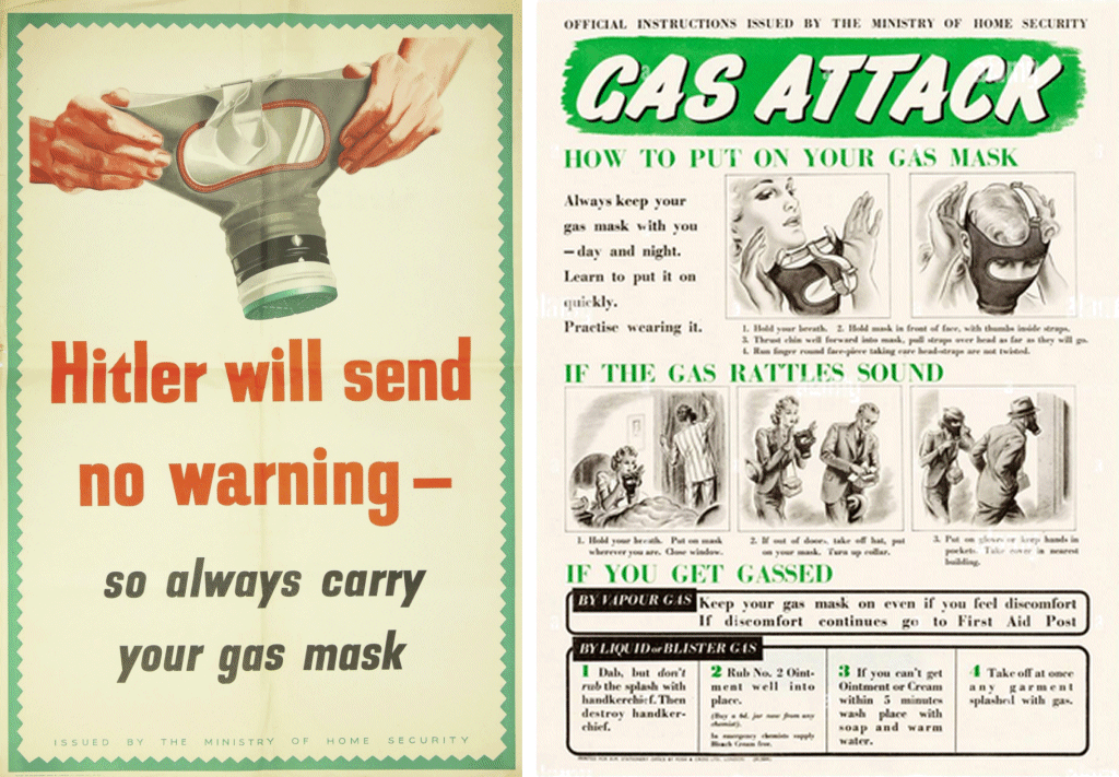 Government poster and gas attack instructions