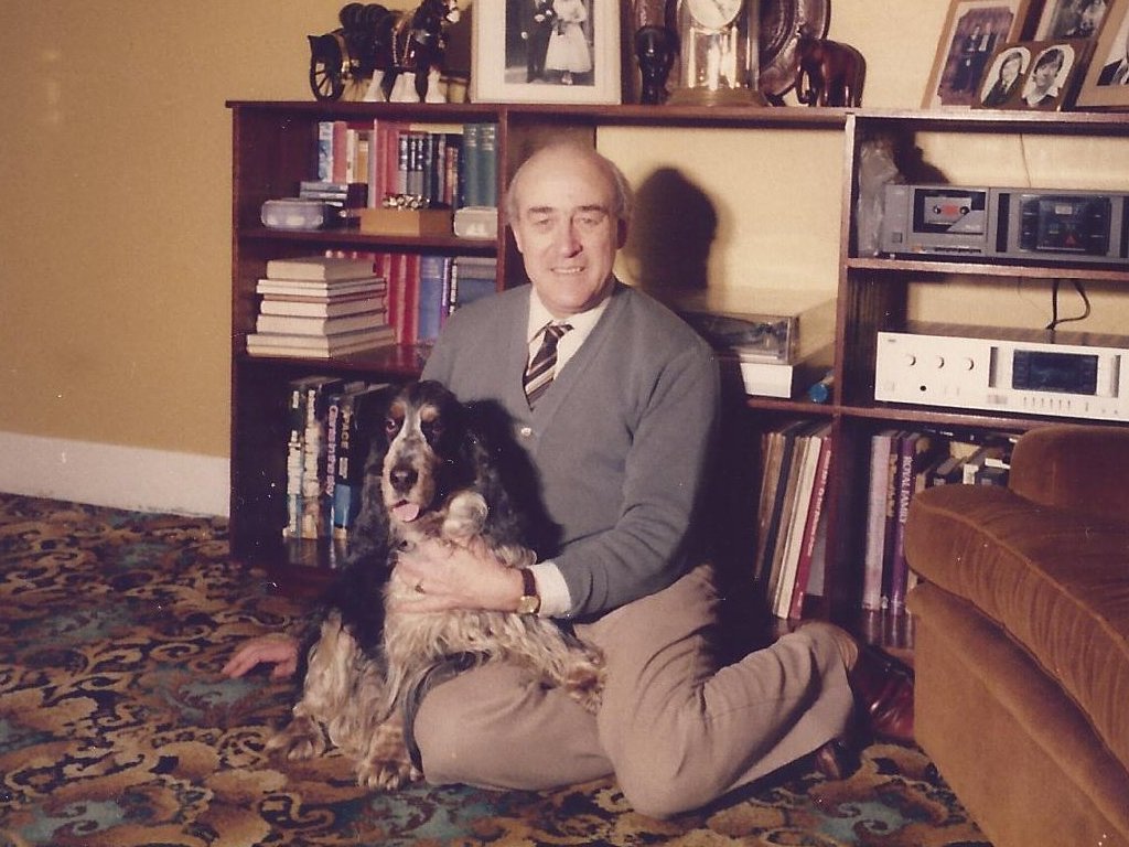 Dad with our cocker spaniel, Sultan
