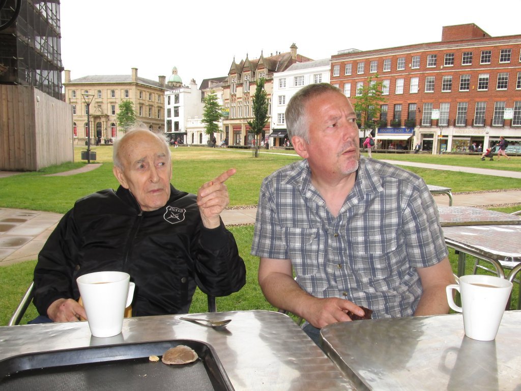 Dad enjoys a visit to Exeter's Cathedral Green